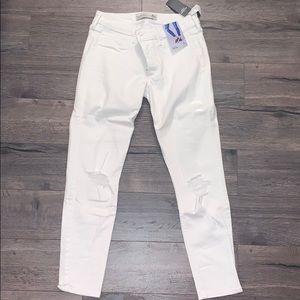 A&F core rise ankle super skinny destroyed jeans